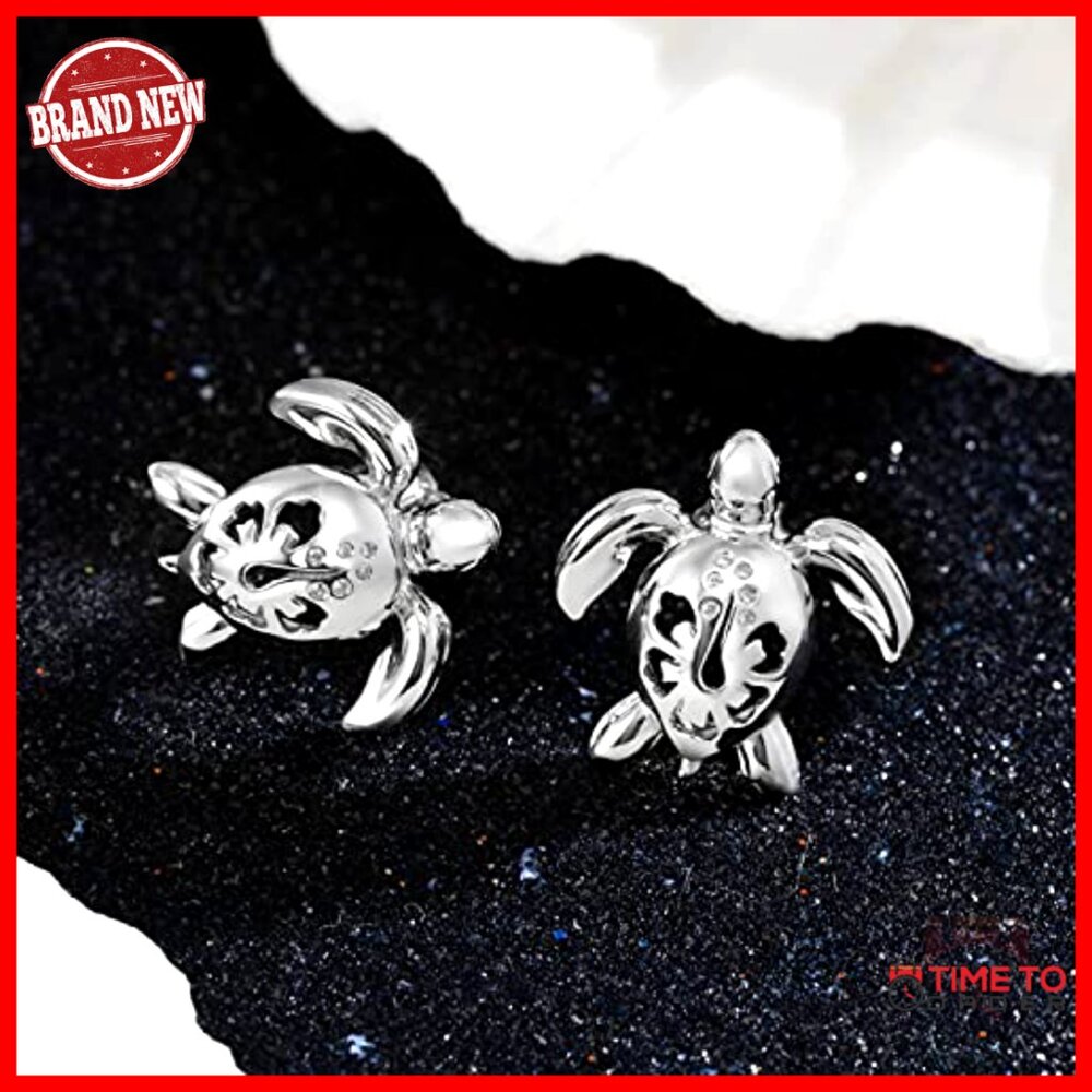 Sterling Silver Turtle Stud Dangle Earrings Hypoa… - image 2